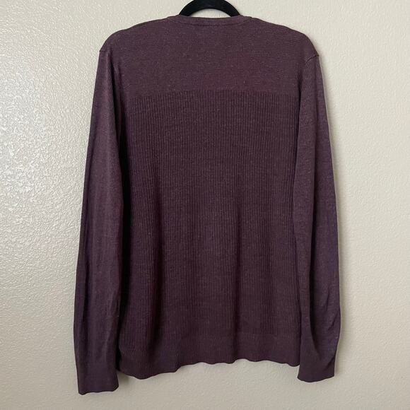 John Varvatos Sweater Mens Large Purple Linen Cotton Knit Pullover Grunge Preppy - Picture 7 of 11